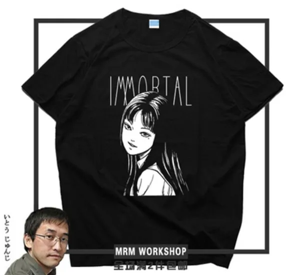 Футболка с коротким рукавом Junji Ito принтом ужасов манга томие удзумаки