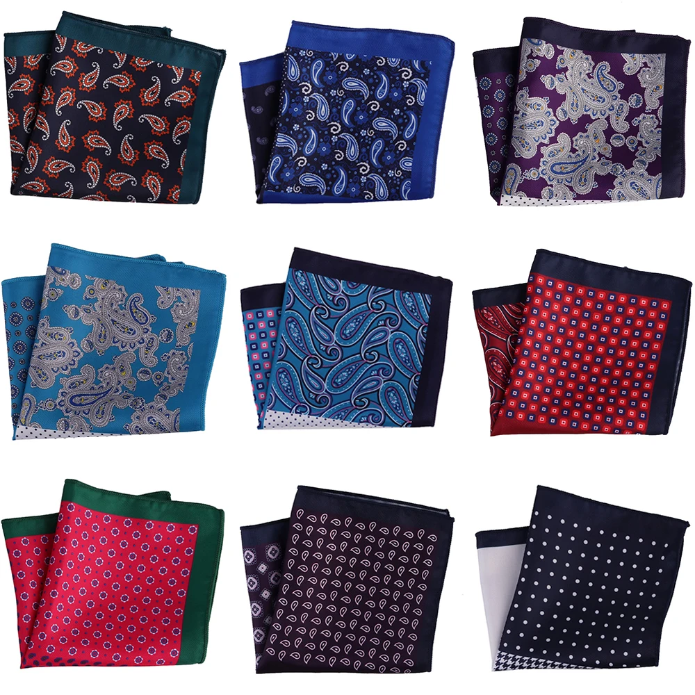 

Tailor Smith Men's Hankerchief Paisley Polka Dot Floral Printed Hankies Polyester Hanky Business Pocket Square Chest Towel Gifts