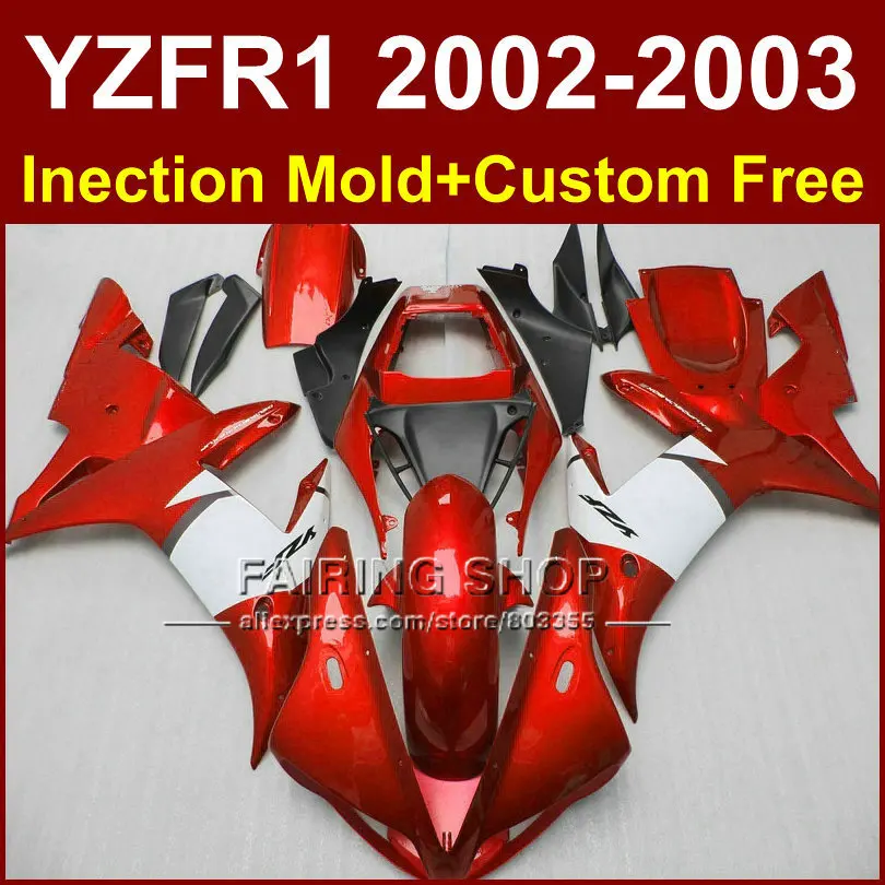 Aftermarket red white body repair parts for YAMAHA  YZFR1 2002 2003  fairings yzf r1 YZF1000 02 03 bodywork+7gifts