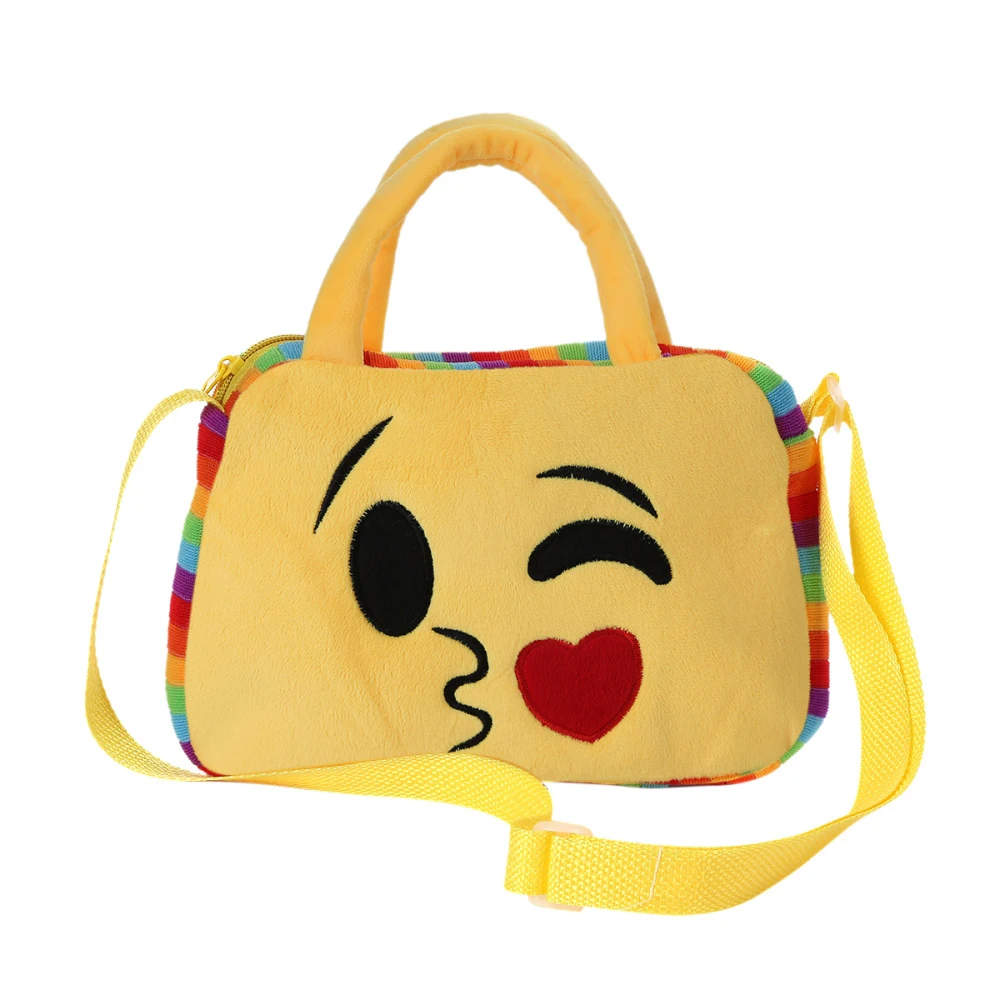 Lovely Emoji Emoticon Shoulder Bag Plush Schoolbag kids Toy Satchel