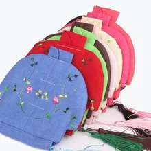 Хлопковое белье с вышивкой в этническом стиле маленькая сумка на молнии ювелирный Подарочный мешочек для хранения кисточек в китайском стиле для колец сережек браслетов упаковка