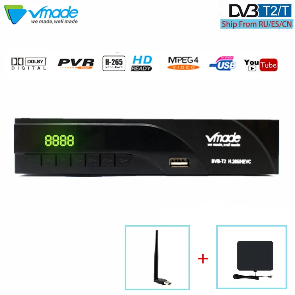 

newest Terrestrial Receiver DVB T2 HD Digital Tuner Receivable MPEG-4 DVB-T2 K6 TV Box Supports H.265 AC3 with WIFI + TV Antenna