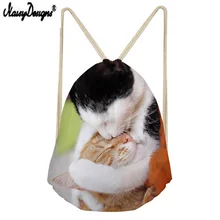 Известный бренд Custom Lovers Drawstring сумка 3D милый кот принт Портативный Луч карман Мужская и Женская дорожная сумка Лидер продаж