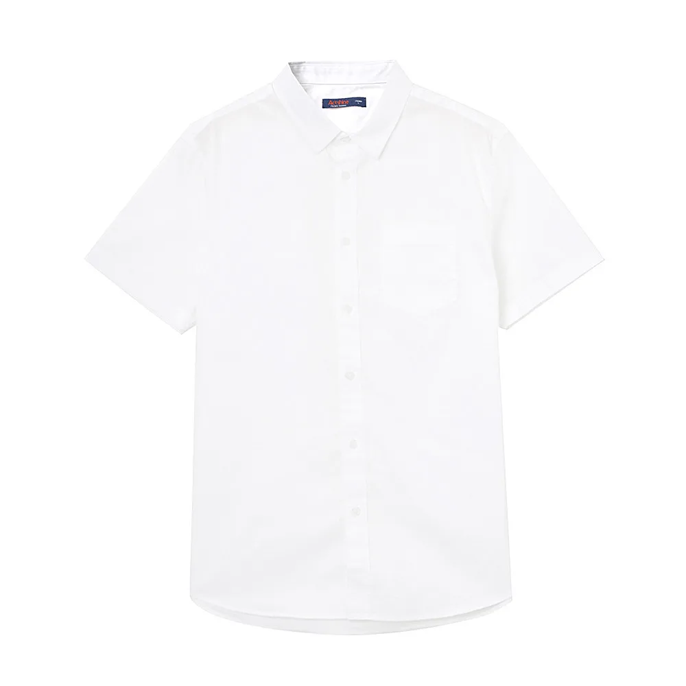 Metersbonwe, мужская рубашка с коротким рукавом, новая трендовая летняя Однотонная рубашка,, Гонконгский стиль, оксфордская ткань, рубашка, мужская рубашка - Цвет: White