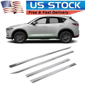 

US STOCK Car Body Door Side Cover Strip For Mazda CX-5 CX5 2017 2018 2019 ABS Chrome Exterior Trim Guard 4Pcs