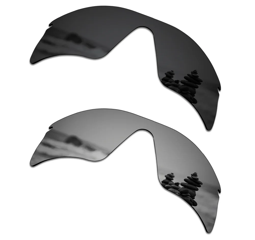 SmartVLT 2 Pieces Polarized Sunglasses Replacement Lenses for Oakley Radar Range Stealth Black and Silver Titanium