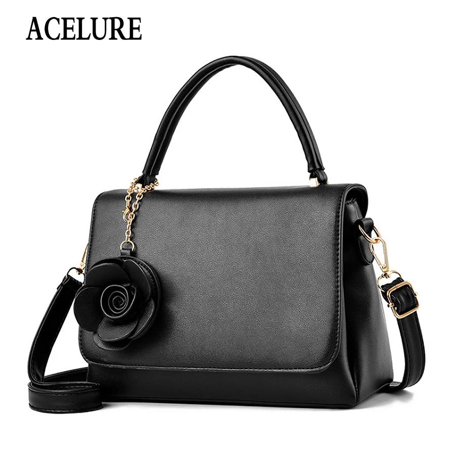 

ACELURE New Design Female Bag Handbag Ladies Phone Pocket Soft Handbags Fashion Flower Ornament Leather Shoulder Crossbody Bags