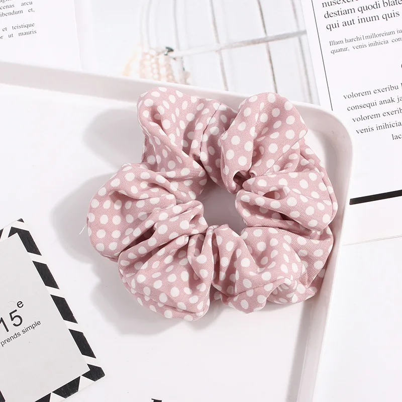 Cute Classic Scrunchie Stretch Headband Dot Plaid Scrunchies Women Elastic Hair Band Girls Hair Ties Striped Hair Accessories hair clips for fine hair