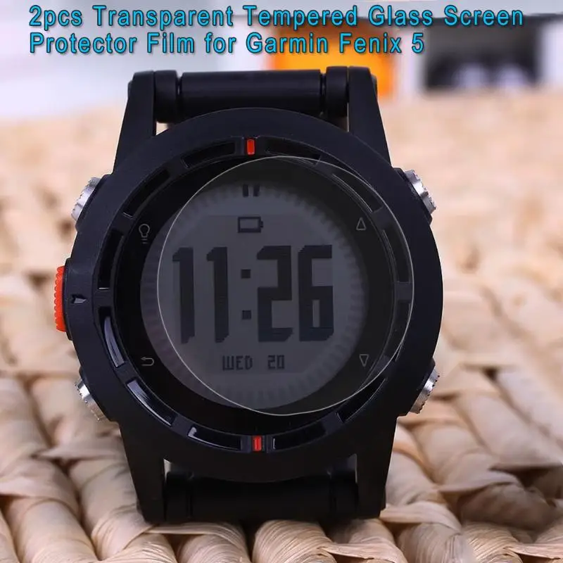 ALLOET 2Pcs/Lot Transparent Tempered Glass Film for Garmin Fenix 5 Smart Watch 9H 2.5D Watch Screen Protector for Garmin Fenix 5