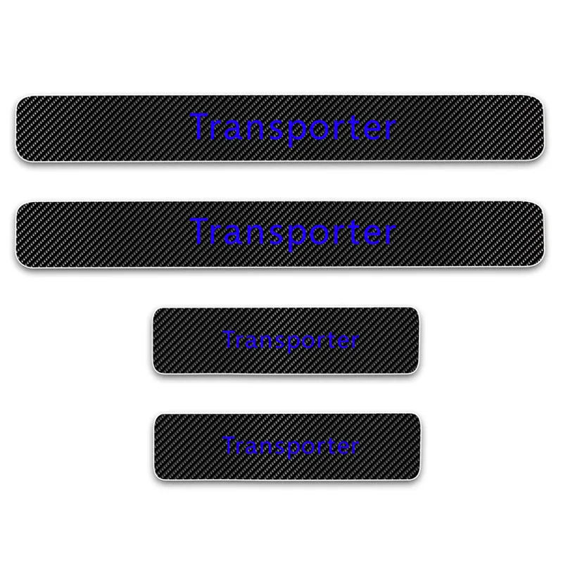 4PCs Door Threshold Guard For VW Volkswagen Beetle Transporter Car Door Sill Scuff Plate Carbon Fiber Vinyl Sticker - Название цвета: Transporter blue