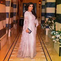 Элегантный Дубай длинный рукав, мусульманский розовый кружева Арабский стиль вечернее платье для выпускного вечера Китай 2018 robe de soiree Мать