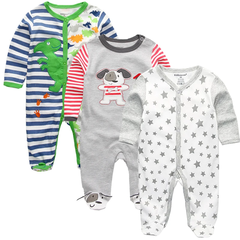 2019 Newborn Unisex Cartoon Romper 3pcs Baby Long Sleeve Clothes Set O-neck Cotton Style Boys & Girls Overalls Pajamas