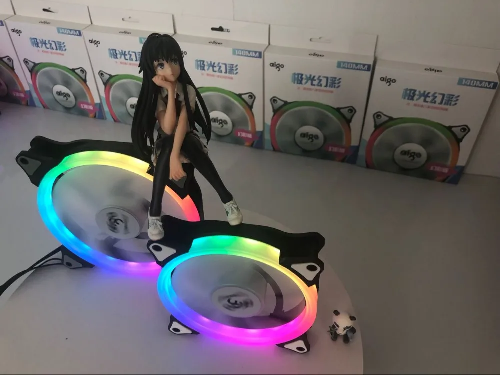 

Aigo aurora c5c3 computer pc case fan adjust led 140mm 12v cooling cooler silent rgb fan radiator fan wireless remote controller