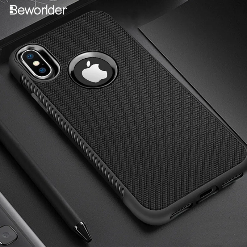 Goedkoop Beworlder Voor Apple iphone X Case Silicon Zachte Siliconen Gevallen TPU Anti Slip Telefoon Cover Case Voor iphone Xs armor Tassen
