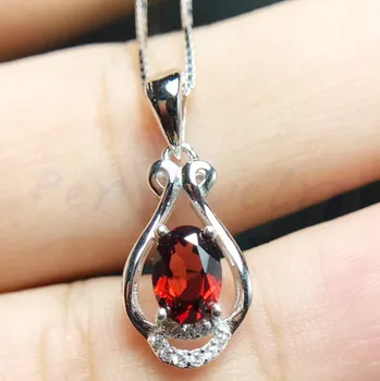 

Garnet necklace pendant Free shipping Natural origin garnet 925 sterling silver Fine jewelry 1CT gemstone #F18110801