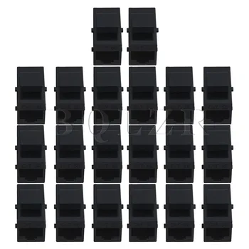 

BQLZR Black RJ45 Inline Coupler Cat5e Ethernet Cable Extender Adapter Female to Female for Wall Plate (Quantity: 20 50 100pcs)