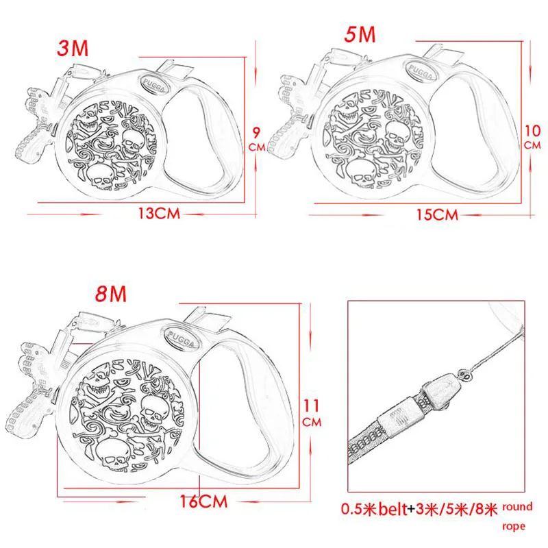 PUGGA M/3m/5 M/8 M Втягивающийся поводок для собак, поводок Флекси маленький средних и больших размеров, для тяговых канатов Автоматическая прочная обувь для прогулок поводок для собак длиной