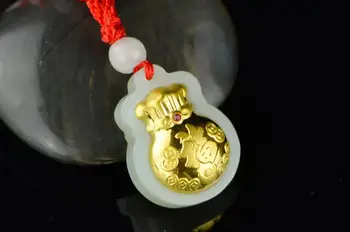 

3D gold inlaid exquisite and Tian Yufu bag pendant h24#