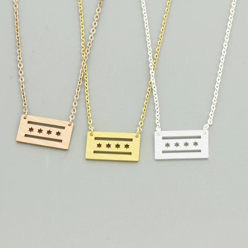 Wholesale 10pcs Chicago State Flag Necklace For Women Fashion Jewelry