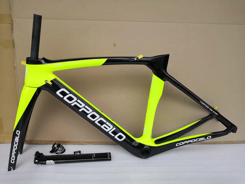 Flash Deal fluo yellow 2019 Carbon Road Bike Frame 47 50 53 55 57cm P03 glossy Carbon Frame Road Racing 6 colors bicycle frames 1