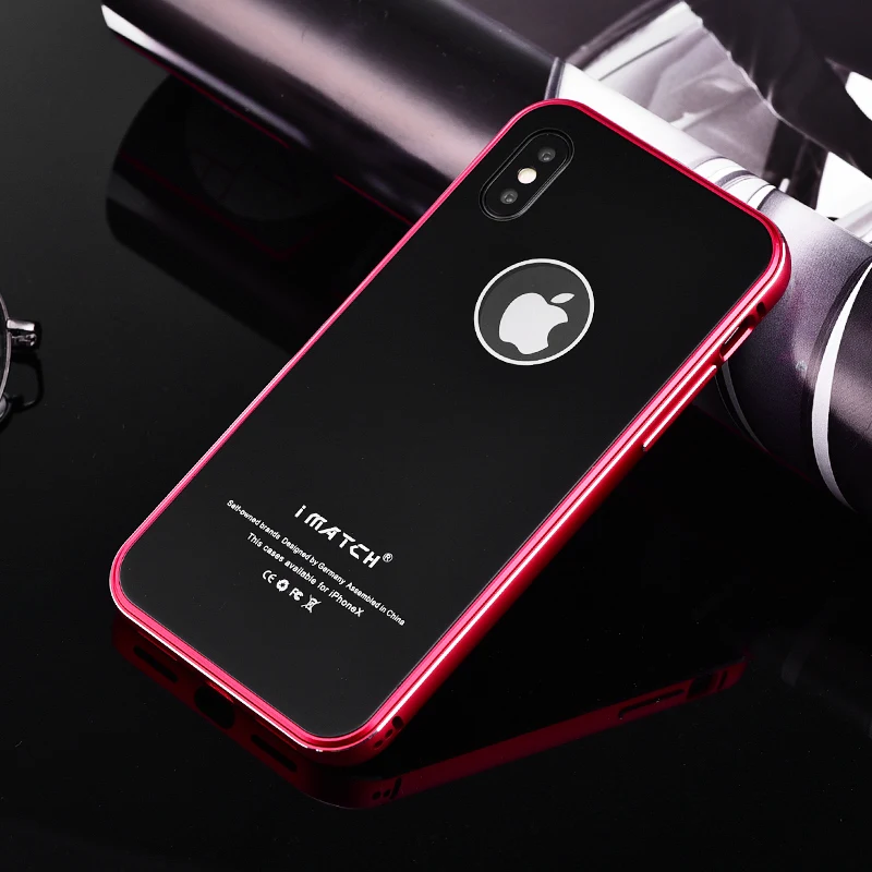 Оригинальный iMatch чехол для iPhone X Coque Роскошный Алюминиевый металлический бампер +