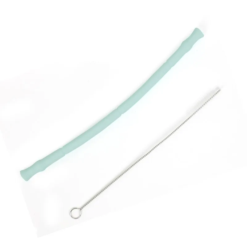 Многоразовые соломенные силиконовые складные соломинки с чистящей щеткой переносной складной соломинки для путешествий дома - Цвет: green