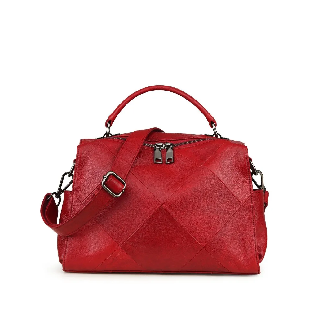 Factory direct high quality luxury Genuine Leather women handbags simple casual stitching design soft leather cows women bag