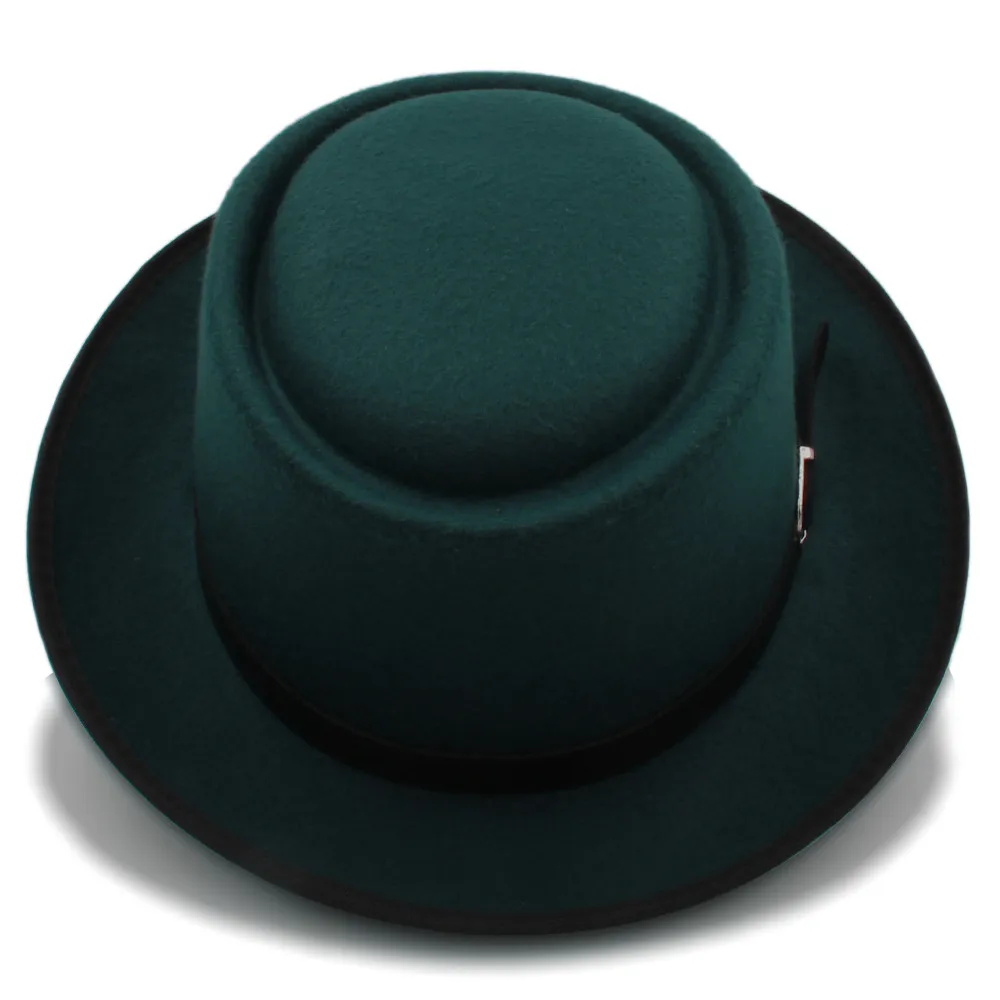 Шляпа из свиного пирога для женщин и мужчин, модная кожаная шерстяная шляпа для папы, плоская шляпа-федора для леди, шляпа из Трилби, размер 58 см