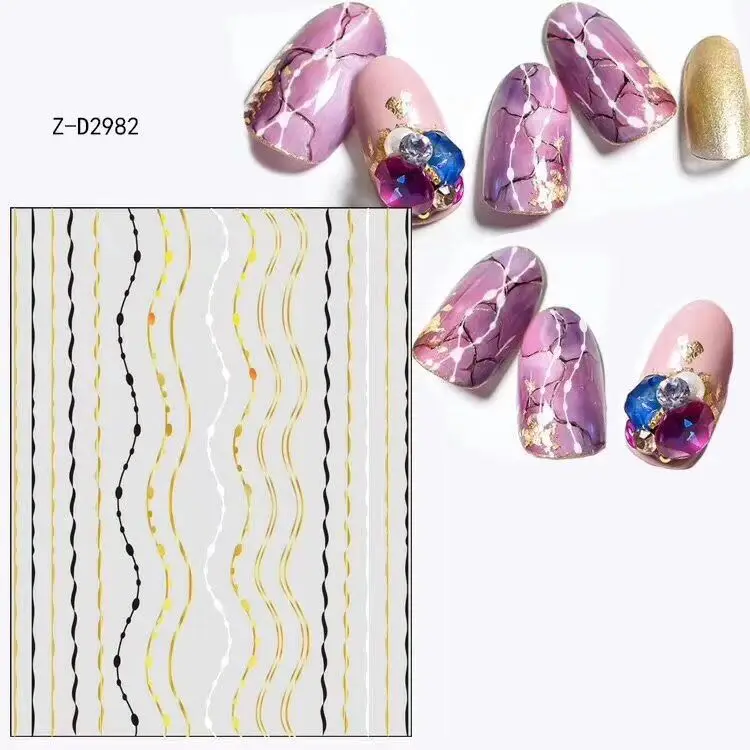 ZD-2979-2986 серии, новейший дизайн золотых линий, стикеры 3D на ногти nail Art Шаблон для украшения ногтей - Цвет: ZD-2982