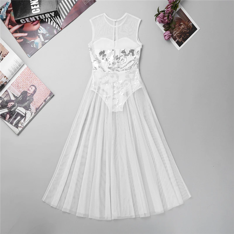 Kids Glittery Ballet Tutu Dress Gymnastics Leotard Dance Girls Floral Sequins Leotard contemporary Dress Lyrical Dance costumes