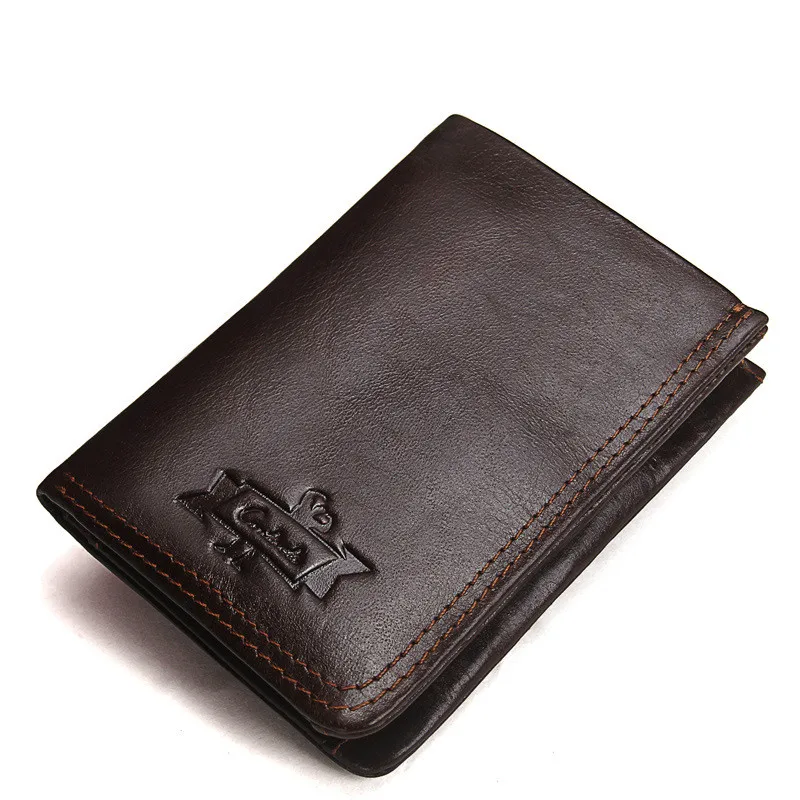 

Luxury 100% Genuine Leather Wallet Men Wallets With Coin Pocket Purses Male Wallets Fashion Short Bifold Men Wallet Casual Soild