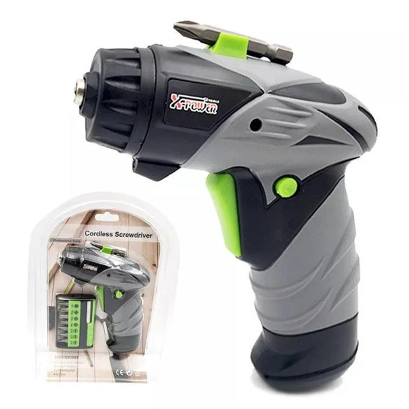 

6V Dry Battery Electric Screwdriver Set Cordless Mini Drill 7x Drill Bits Household Repair Tool Kit AA Battery with Work Light