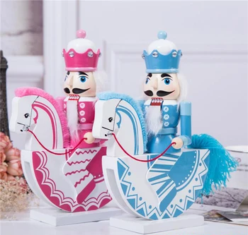 

New 25Cm High Christmas Holiday Nutcracker Wood Horse Princess Prince Vintage German Wooden Table Walnut Toy Zakka Dolls