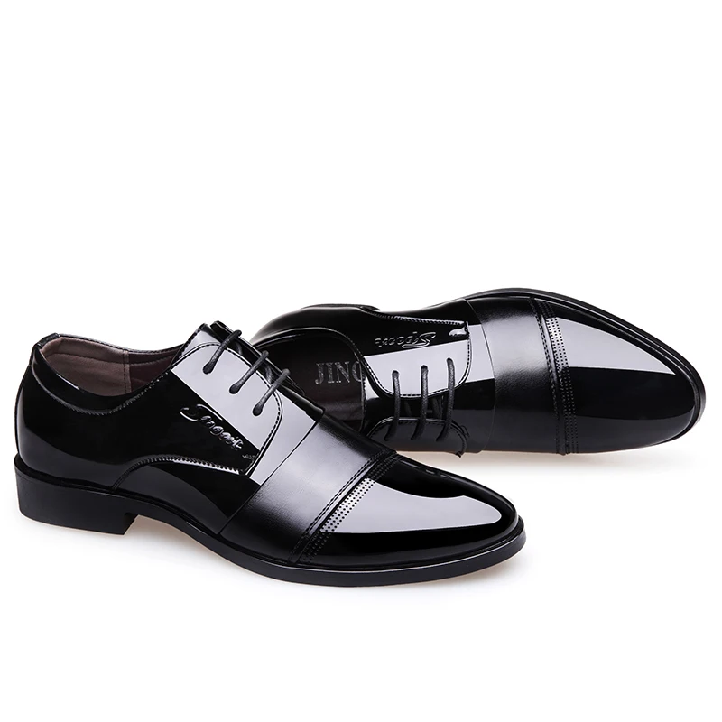 OSCO/Новинка года; деловая модельная мужская официальная обувь; свадебные модные туфли из искусственной кожи с острым носком; Туфли-оксфорды на плоской подошве для мужчин