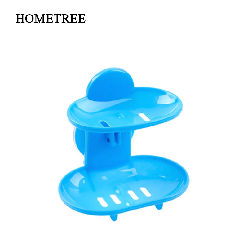 

HOMETREE 1PC Two Layer Soap Box Suction Holder Bathroom Accessories Soap Dish Kitchen Storage Basket Soap Box Stand Holder H125