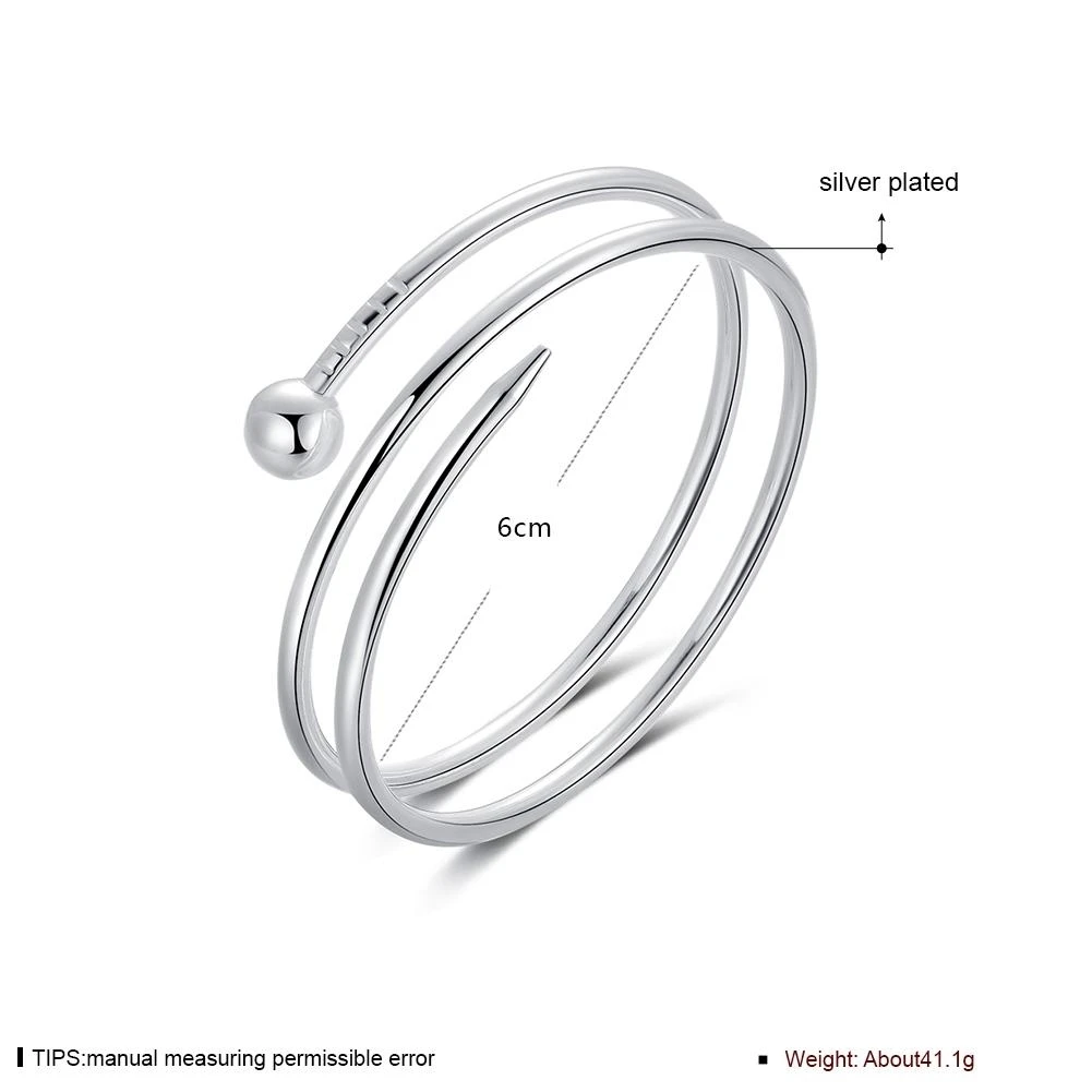 Sterling Silver Plated Anna Bracelet-Sterling Silver Plated Pin Wrap Bangle (1)