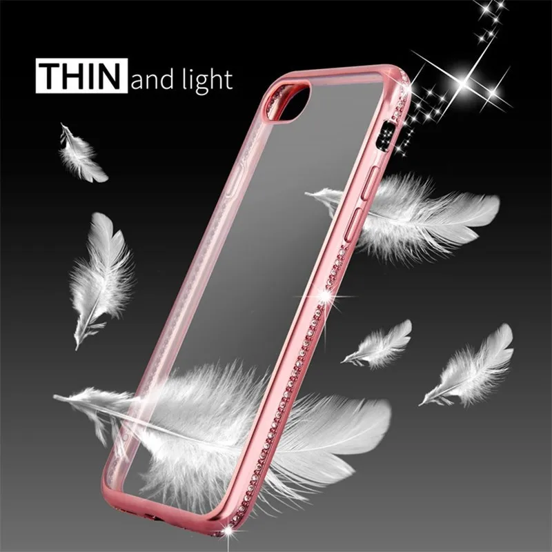 New ultra-thin transparent rhinestone phone case soft TPU zircon for iPhone 7 / 8Plus all-inclusive |
