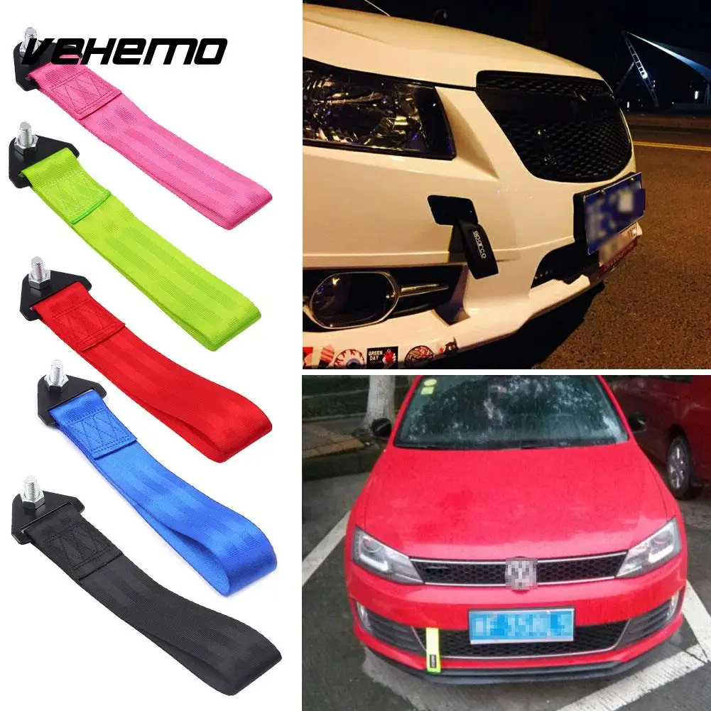

VEHEMO Car Vehicle Racing Tow Towing Strap Pull Rope Belt Bumper Hook Durability