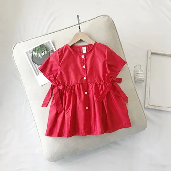 

summer kids dresses for girls solid color frock for girl bow robe tigre princess dress fairy children clothing vestido infantil