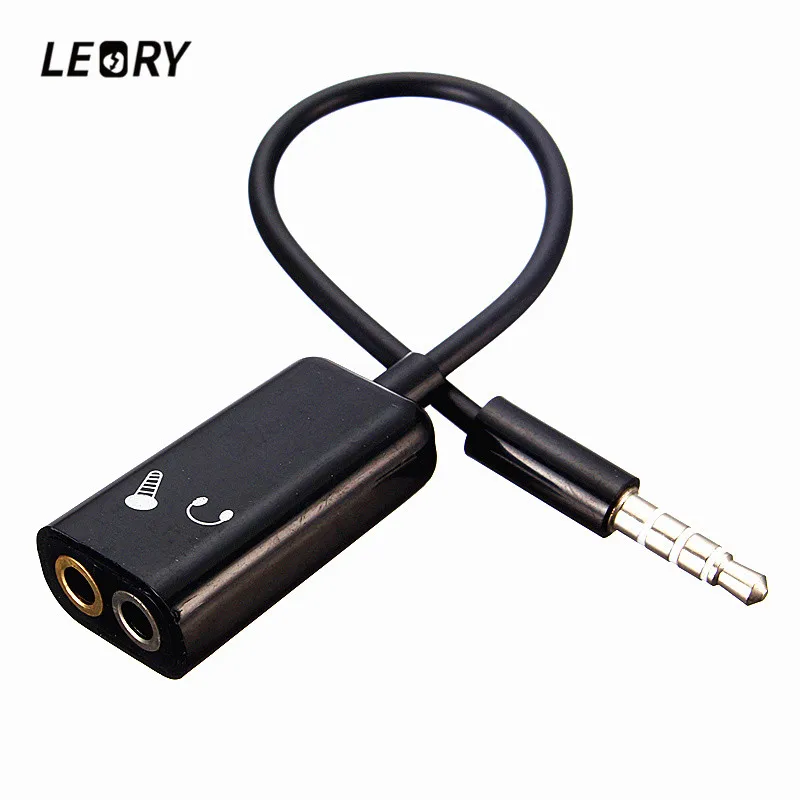 LEORY 3.5mm Headphone Cable Splitter Male to 2 Female Headphone Mic