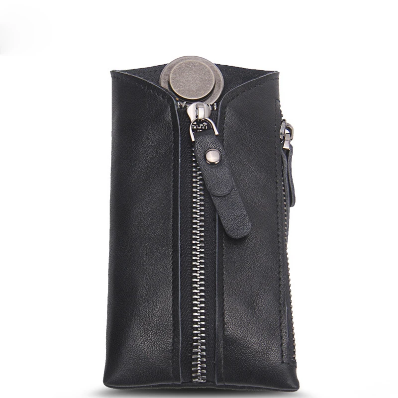 Genuine Leather Keys wallets Womens Keychain Case Bag Holder Organizer car smart purse card mini ...