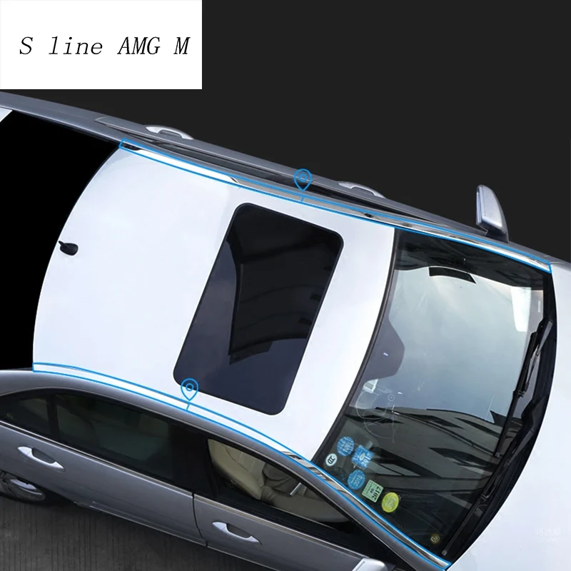Автомобиль Стайлинг Авто сбоку юбка крыше автомобиля нержавеющая сталь Стикеры сбоку тела дверь украшения отделкой для Mercedes Benz C Class W204 08-14