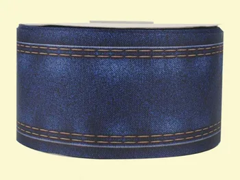 

3" inch 75 mm 7.5cm blue jean free shipping printed grosgrain ribbons for gift decoration