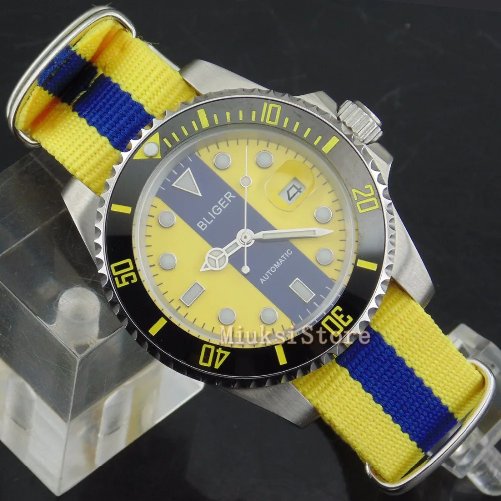 40 мм сапфировые автоматические Модные мужские часы En Cuir Analogique Montres Bleu Ray Hommes montre