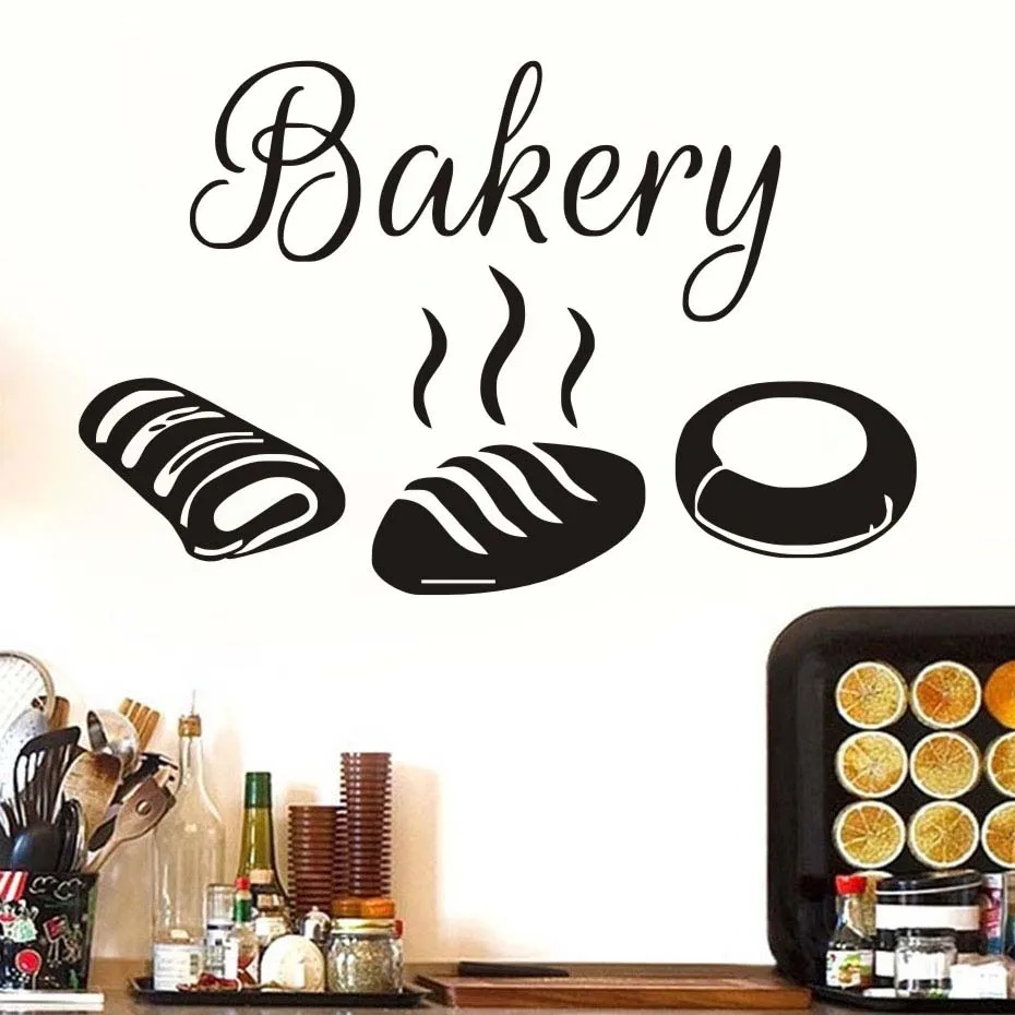 Bakery Kitchen Wall Stickers Decor,Hot Bread Decals Hollow Out Design Vinyl Waterproof Wall Decal Stickers