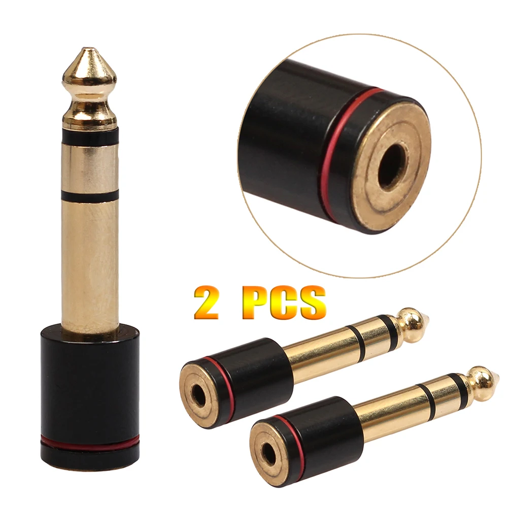 

2Pcs 6.5mm Male Jack to 3.5mm Female Jack Stereo Headphone Microphone Audio Adapter Converter 1/4" audio Male to 1/8" Audio M/F