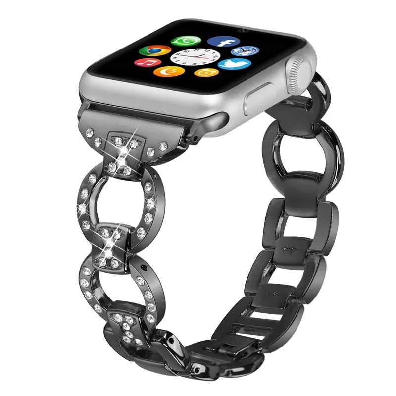 Алмазный ремешок для Apple Watch band 4 3 correa iwatch band 42 мм 38 мм 44 мм 40 мм браслет из нержавеющей стали аксессуары для часов