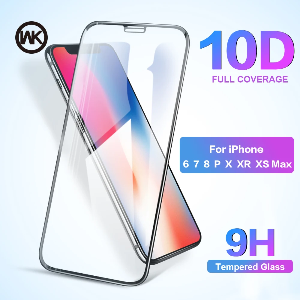 WK 10D 9H защитное закаленное стекло для iPhone X 6 6S 7 8 Plus Защита экрана для iPhone XS Max XR защита экрана стекло Flim