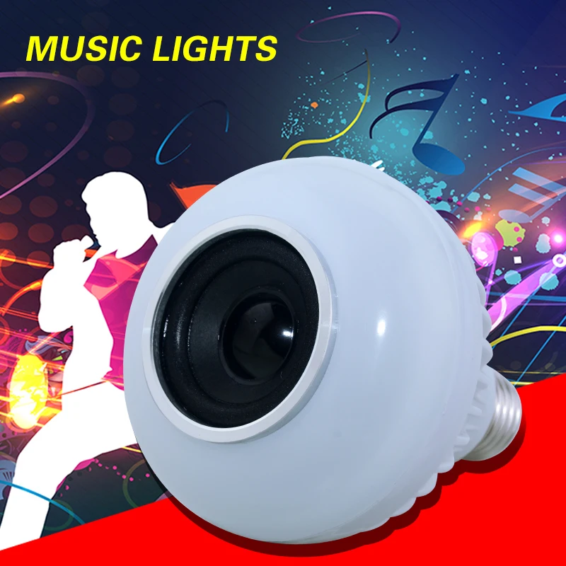 

E27 Smart RGBW Wireless Bluetooth Speaker Lamp Music Playing Dimmable LED Bulb Light AC100-240V 12W RGB Lamps with 24 Key Remote