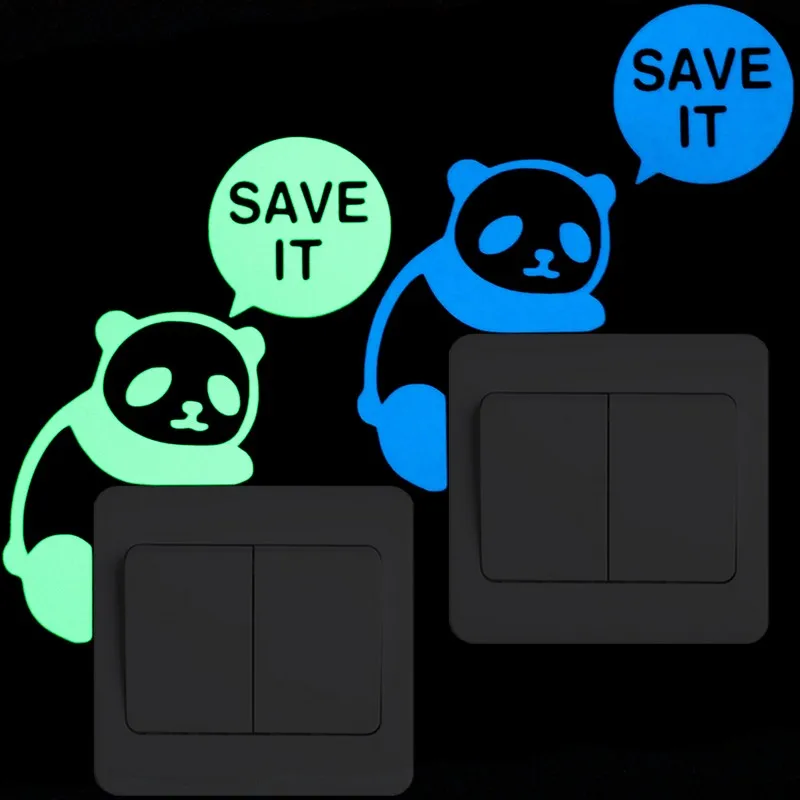 

Panda Save It Switch Decoration Sticker Glow in the Dark Wall Sticker Kids Room Baby Bedroom Cartoon Fluorescent Sticker Decal